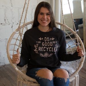 Gray “Do Good, Recycle” Crewneck Sweatshirt